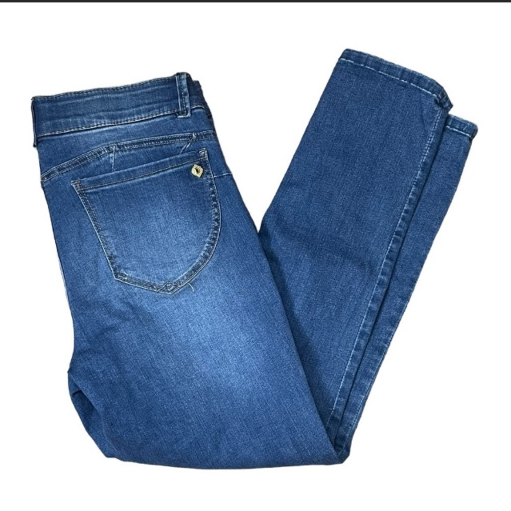 Democracy ankle skimmer medium wash AB solution blue denim jeans size 10